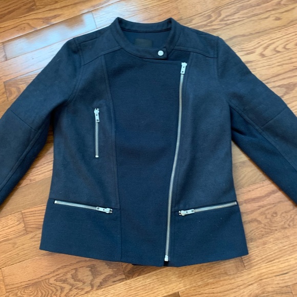 Trouve Blue Felt Moto Jacket women's medium size - Picture 5 of 11